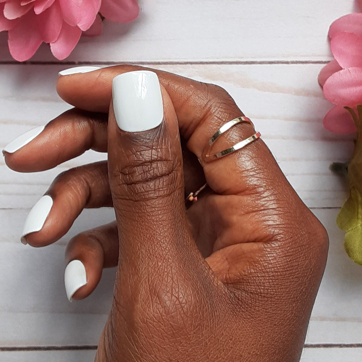 short square white press on nails. Perfect for women on the go.